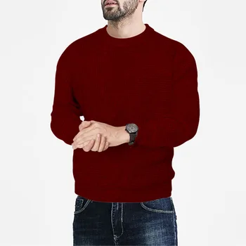 Rudenį ir žiemą naujas vyrų tendencija megzti apvalios kaklo megztinis vyrų pliurpalas vientisos spalvos atsitiktinis viršų