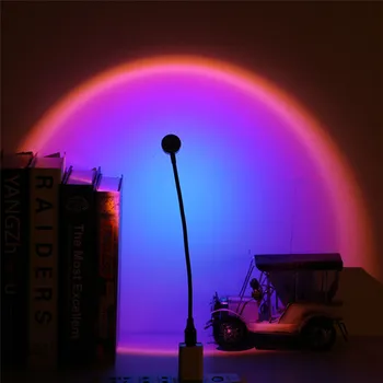 Saulėlydžio Lempa USB Vaivorykštė Projektorius Atmosferą Naktį Šviesos Namų Puošybai Fotografija Apšvietimo Kavos Parduotuvė Sienų Dekoras Apšvietimas