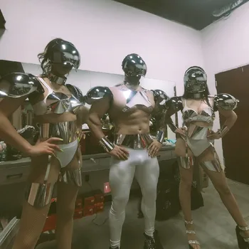 Sidabro dainininkas gogo šokėja medžiaga Ateityje parodyti kostiumas seksualus moterų, vyrų klubas, baras etapo rezultatus šarvai