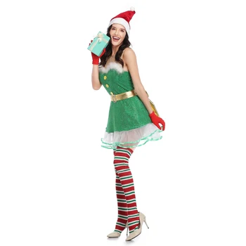 Suaugusiųjų Moterų Žalia China Cosplay Santa Claus Seksualus Kalėdų Kostiumai Xmas Sexy Santa Dress Kostiumai