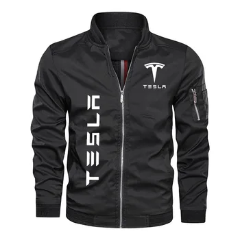 Taktinis Striukė Karinės Striukės, Paltai mens Tesla automobilio logotipas spausdinti Laisvi Vyrų bombonešis striukė, aukštos kokybės Pavasarį, Rudenį, vyriški paltai