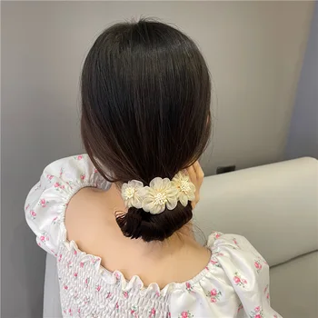 Trumpa Rausvos Gėlės Pumpuras Korėjos Pintas Lankelis Nustatyti Plaukų Merginos Plaukų Aksesuarai