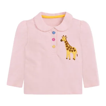 Vaikams iki 2021 m. Rudenį Prekės Patenka Drabužiai Vaikams, Žirafa Gyvūninės Aplikacijos Rausvos spalvos Marškinėliai už Bamblys Merginos 2-7 Metų 5Y0039