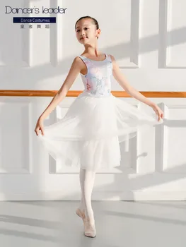 Vaikų Baleto Mokymo Drabužius Akvarelė Spausdinimo Diržas Gimnastika Baleto Leotard Mergaičių Rezultatų Drabužiai