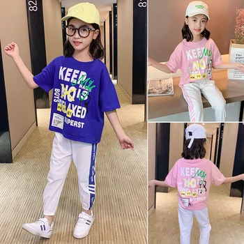 Vaikų Vasaros Laisvalaikio Kostiumas 2021 Nauja Rožinė Mėlyna Merginos Korėjos Mielas Gražus Kostiumas Paauglių Dizainerių Drabužiai Vaikams Boutique Komplektai