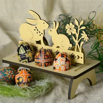Velykų Medinių Kiaušinių Lentynos Cute Bunny Triušiai Laišką, Kiaušinių Stovas Ornamentu su Velykomis Šalies Namų Stalo PASIDARYK pats Apdailos Reikmenys