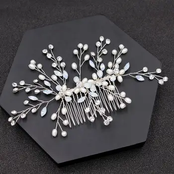 Vestuvių Gėlės Pin priedai nuostabiu kristalų, perlų rankų darbo Šukos Papuošalai, Šaliai, Plaukų Aksesuarai