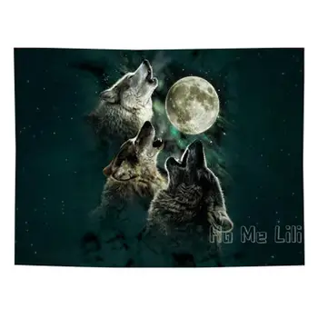 Vilkas Gyvūnų Gobelenas Mėnulis Sienos Kabo Asmeninį Kambarį Miegamojo Puošimas