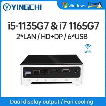 YINGCHI Mini PC Intel Core 11 i5 1135G7 i7 1165G7 2 LAN DP ir HD dual Uostuose, Namų Biuro Stalinį Kompiuterį