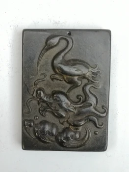 YIZHU CULTUER MENO Kolekcija Senosios Kinijos Hongshan Kultūros Juoda Magnetas Jade dragon red-vainikavo kranas Amuletas Pakabukas Ornamentu