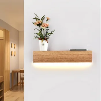 Šiuolaikinės Japonijos Stiliaus Led Ąžuolo medinės Sienos Lempos Šviesos Sconce, Miegamojo vonios kambarys, Namo Sienos Sconce kietos medienos sienos šviesos