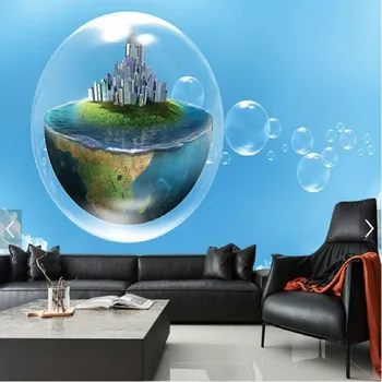 Šviežios kūrybos vandens burbulas miestas 3D didelės sienų freskomis tapetai gyvenimo tapybos TV foną, sienos trijų dimensijų tapetai
