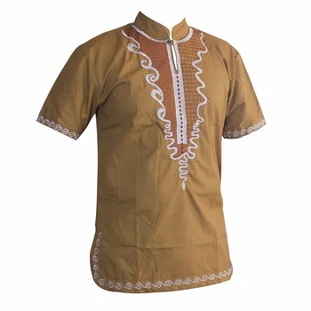 рубашка мужская Didžiosios Aukso Išsiuvinėti Slim Afrikos Hipių Dashiki Viršuje Ankara Žmogaus Trumpas Rankovės Mados Musulmonų T-Shirts