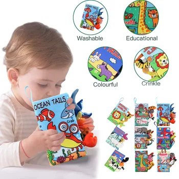 0-36m Kūdikių Ankstyvojo Mokymosi Žaislas Uodegos Medžiaga Knyga Tėvų-vaikų Interaktyvaus Garso Popieriaus Dėlionė Medžiaga Knyga Barška