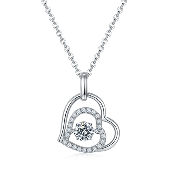 0.5 Karatų Nekilnojamojo Moissanite Pakabukas Karoliai Moterų Širdies Formos Grupė Dovanų 100% 925 Sterlingas Sidabro Vestuvių Fine Jewelry