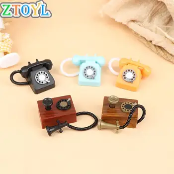 1: 12 Lėlių Mini Papuošalai Imituojamas Fiksuotojo Telefono Ryšio Ir Retro Telefonai Vintage Telefono Lėlių Namai, Baldai, Dekoras