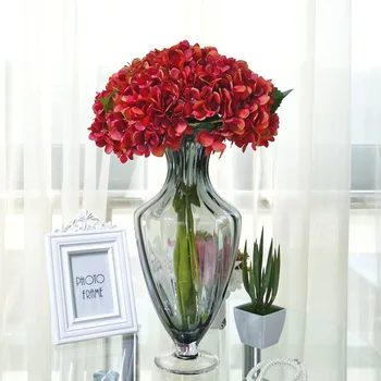 1 Dirbtinis pluoštas Hydrangea netikrą Gėlės filialas šilko bijūnas plastikinių gėlių Vaza Gėlių kompozicijų Namų Vestuves Dekoras