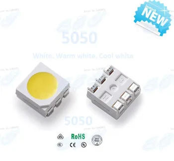 1000pcs SMD/SMT 5050 balta Šiltai balta LED 22-24LM Super Ryškios lempos šviesos, Aukštos kokybės Lempos granulių