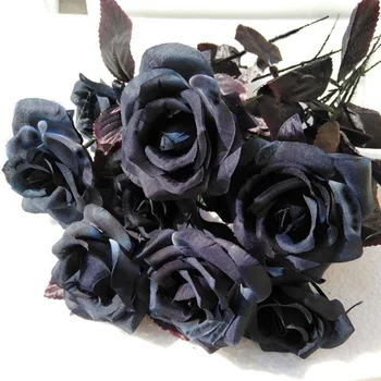 10vnt Modeliavimas Black Rose Netikrą Gėlių Vestuvių Rožės puošyba Namų Interjero Kambarį Išdėstymas Dirbtinės Gėlės