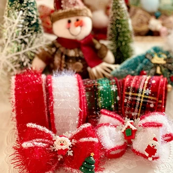 10yards/daug Raudonos, Žalios Pledas Juostelės Kalėdų Mergina Lankas Plaukų Accessrioes Kalėdų Ornamentu Juostelės Furry Juostelės