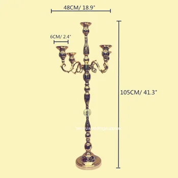 12pcs) naujas style105cm ūgio Žvakių Laikikliai 5-ginklų Metalo, Kristalų Šviestuvai Žvakidės, Vestuvių Atveju Centerpieces senyu2189