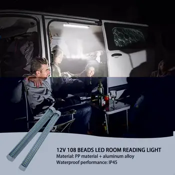 12V 108 Karoliukai, LED Interjero Šviesos Juosta Kambarys Vandeniui Lempa Balta Automobilių, Sunkvežimių Van Namelių Ratų RV H6F7