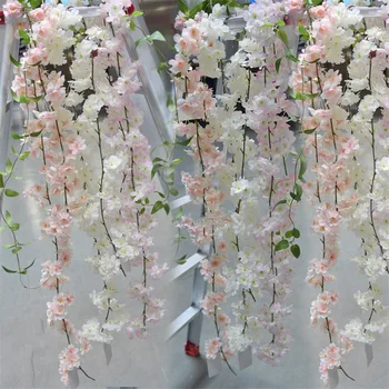 180cm Sakura Vyšnių Rotango Vestuvių Arkos apdaila Vynuogių Dirbtinės gėlės Namuose šalis dekoro Šilko Ivy sienos Kabo Vainikas Garliava