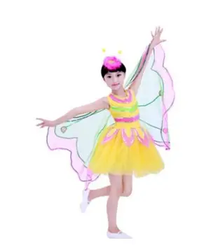 1set/daug mergina mados drugelis vabzdžių veiklos kostiumas vaikams kratinys šiuolaikinių šokių suknelė su sparnais