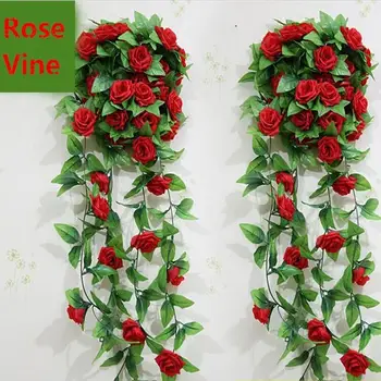 2.4 M Extra Long Dirbtinio Šilko Užspaudimo Rožių Gėlių Vynuogių Wisteria Girliandą Vestuvių Namų Dekoro Rotango Nemokamas Pristatymas