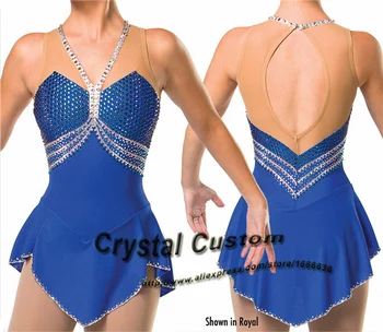 2016 Custom Blue Dailiojo Čiuožimo Suknelės Su Spandex Naujas Prekės ženklas 