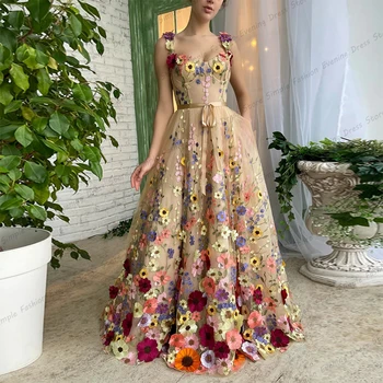 2023 Gėlių Fėja Oficialus-Line Šalis Suknelės Moterims, Brangioji Ilgai Prabangių Vakaro Suknelių Nėrinių Aplikacijos Tiulio Vestuvių Suknelė Svečias
