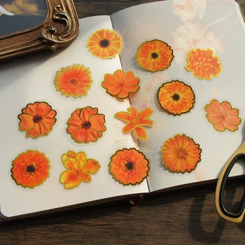 28pcs Orange Open Sun Flower Žiedlapis Stiliaus Popierius, Lipdukas, Scrapbooking 