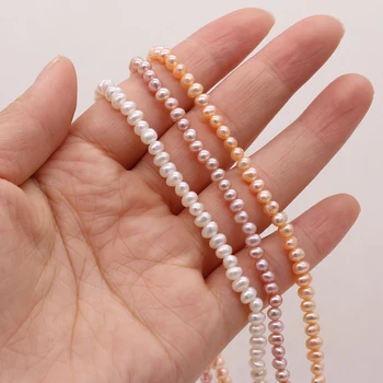 2VNT Natūralių Gėlavandenių Perlų Balta, Violetinė Oranžinis Apvalus Beads3-3.5 mm Papuošalai Priėmimo 