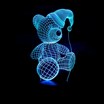 3D Kalėdų Lokys Naktį Žibintai Miegamasis Kūdikis Miega LED naktinė lempa Kambario Lempos Jutiklinį Jungiklį 7 Spalvų Keitimas Stalo Lempa KAIP Dovaną
