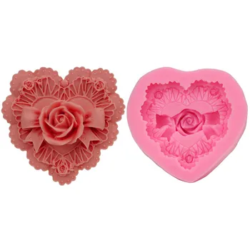 3D Rožių Gėlių Puokštė Mylinčios Širdies Formos Valentino Dienos Dovana Kelti Minkštas Pyragas Pelėsių Silikono Cukraus, Šokolado silcone pelėsių