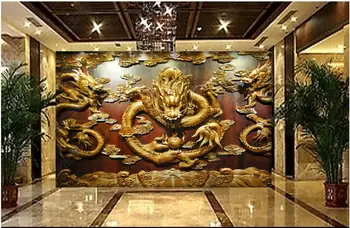 3d tapetai sienų reljefinis Aukso kinų drakonas užsakymą freskos namų Dekoro foto tapetai aplinkosaugos ¾enklelis, miegamojo ant sienos