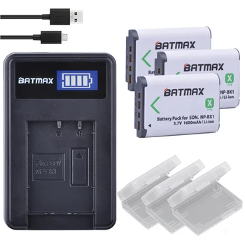 3x NPBX1 bateria NP-BX1 np bx1 Baterija+ LCD Įkroviklio Sony DSC RX1 RX100 AS100V M3 M2 HX300 HX400 HX50 HX60 GWP88 AS15 WX350