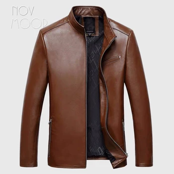 4Colors natūralios odos striukės, paltai vyrams avikailio kailis verslo striukės chaqueta moto hombre veste cuir homme cappotto LT047
