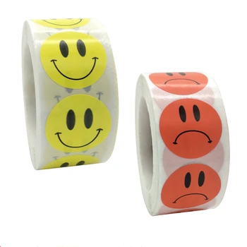500 vnt./roll vaikų smiley veido, lipdukai roll bonus lipdukai yellow dot etiketýs laimingas smiley veido, lipdukai vaikų žaislai