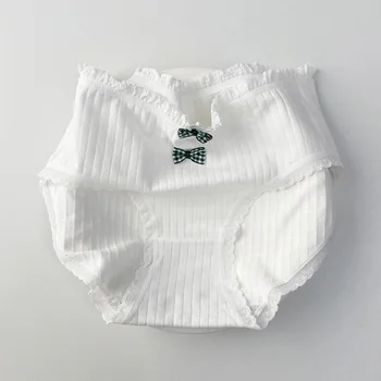5VNT Jaunų Moterų Mielas Žalia Underwears Medvilnės Moterų Japonai Mėgsta Spausdinti Mergaitė Drugelis Antibakterinis Kelnaitės Studentų Trumpas