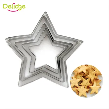 5vnt Pentagram Cookie Cutter 3D Penkerių-pažymėjo Žvaigždutė Sausainių Kepimo Forma 
