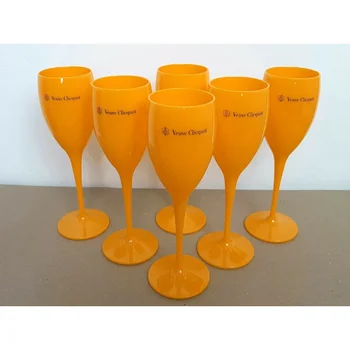 6x Veuve Clicquot, Akrilo Plastiko, Šampanas, Apelsinų Fleitos Glasses195ml