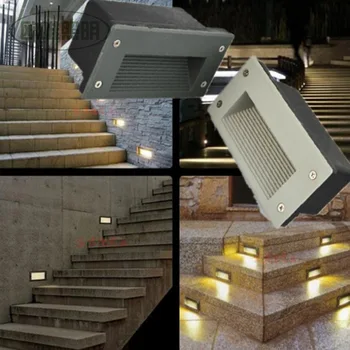 8pcs/daug Lauko 3W LED Laiptai, Sienos Nišoje Šviesos diodų (LED) Žingsnis Lempa LED atspari Vandeniui IP67 LED Footlight AC110V 220V DC12V