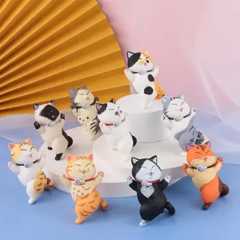 9Pcs Modelį, Žaislų, Animacinių filmų Katės Figūrėlės Mini Ornamentu Modeliavimas Gyvūnų Ekranas Pelėsių Kalėdų Dovanos Mielas Lėlės, Žaislai Darbalaukio Dekoras