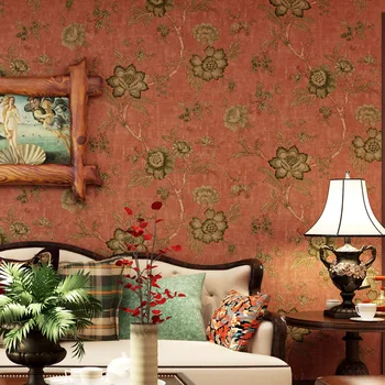 Amerikos didelis gėlių tapetai klasikinis šalies retro sofa-lova, TV foną 