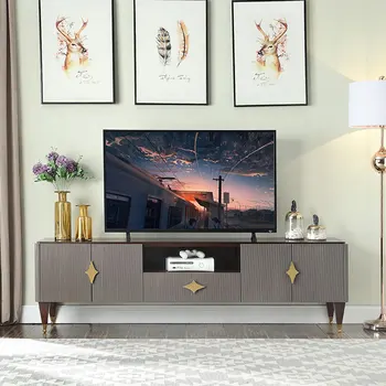Amerikos lengvojo prabanga TV spintelė postmodernaus paprasta kambarį arbatos stalo, TV spintelė derinys juoda juostele medžio masyvo grindų kabina