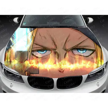 Anime Ugnies Jėga Automobilio Kapoto Wrap Decal Vinilo Lipdukas Spalvotas Grafinis Automobilių Lipdukas Spalvotas Grafinis Užsakymą Vaizdas Tinka Bet Kokiam Automobiliui