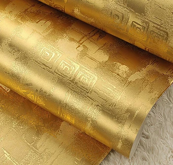 Aukso Folija Geometrinis Sienos Popierius Prabangus Klasikinis Graikų Klavišą Tapetai Kambarį Fone Metallic Tekstūra Pinučių Tapetai