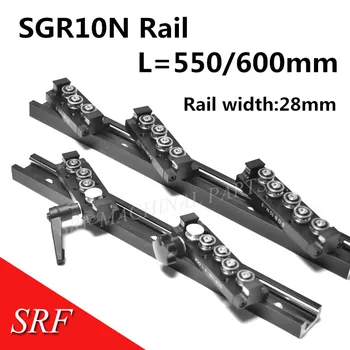 Aukštos kokybės 28mm SGR10N Dviguba ašis, voleliu, linijinis vadovas, L=550/600mm linijinio judesio geležinkelių ratų slydimo blokas SGB10N
