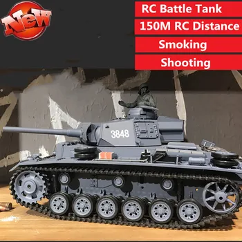 Aukštos Modeliavimas Karinis Tankas Sukimosi bakas 2.4 G, 1:16 RC Tankas Su Rūkymu Kietas Led Šviesos BB Kulka Paleisti Vaikas dovanos žaislas